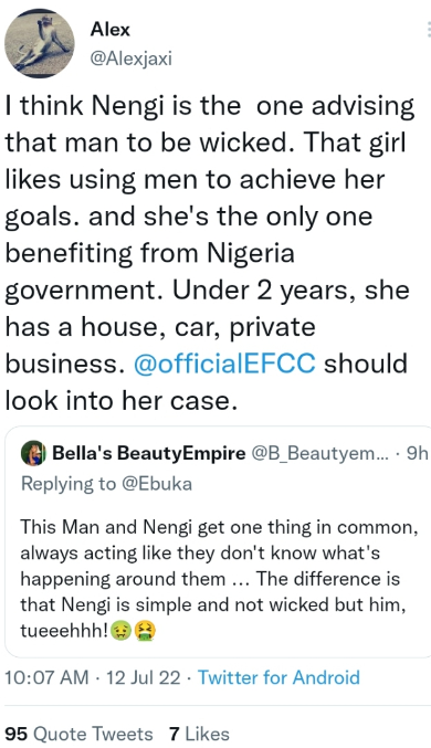 Trolls on Twitter have given Nengi the new title of "Special Adviser to Buhari."