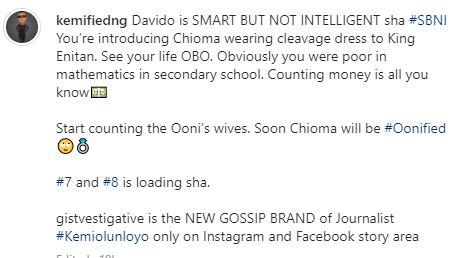 Kemi Olunloyo Hits Chioma and Criticizes Davido For Wearing a Revealing gown.