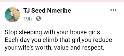 Nigerian Man: "If 'Ashawo' Can Handle 10 Guys Everyday, You Have No Excuse Not To Please Your Husband."
