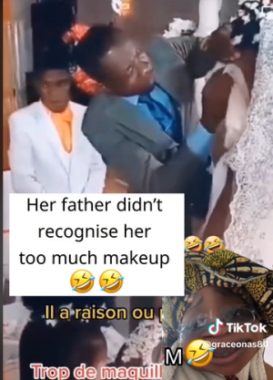 Mixed Reactions as Father Cleans Daughter's Makeup Off on Her Wedding Day in Nigeria (Video)