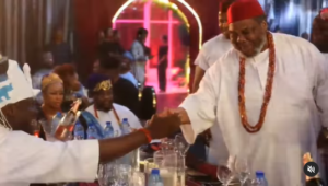 Handshake Between Ooni and Pete Edochie Sparks Reactions On Social Media (Video)