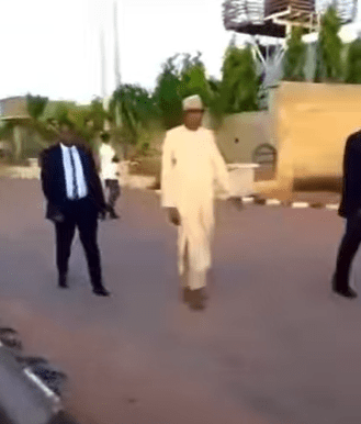 A viral video shows the moment former president Buhari navigating his neighbourhood with just two escorts.