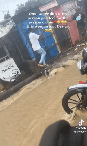 Flood Reportedly Washes Away A Road User In Lagos State's Abule Egba to Agege Axis (Video)
