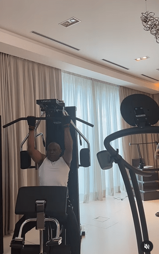Netizens Respond to Footage of Tony Elumelu Working out With his Wife by Saying, "Even his Gym has a Sitting Room."