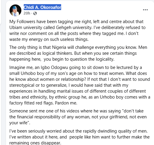 Nigerian man criticizes mature men who follow the advice of young social media guys on how to treat women.