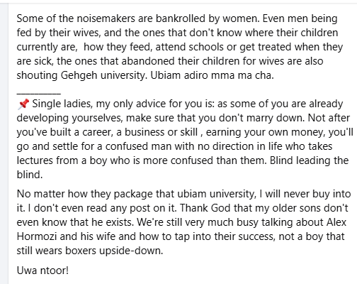 Nigerian man criticizes mature men who follow the advice of young social media guys on how to treat women.