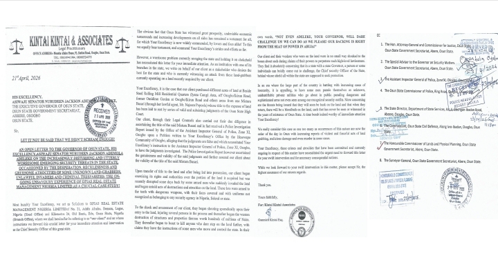 Sinatu Adeoye Judgement Land - Governor Adeleke is urged to put an end to the land-grabbing militia endangering the peace of Osun.